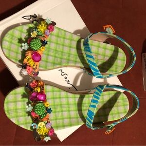 Girls Betsey Johnson Frank floral bead sandals